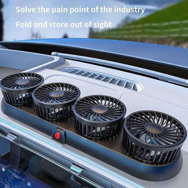 Alt view image 5 of 7 - Multifunctional USB 4 Head Fan, Trunk Fan, Plastic Structure, for Vehicles with Expandable Base and Quiet Motor, Powerful Car