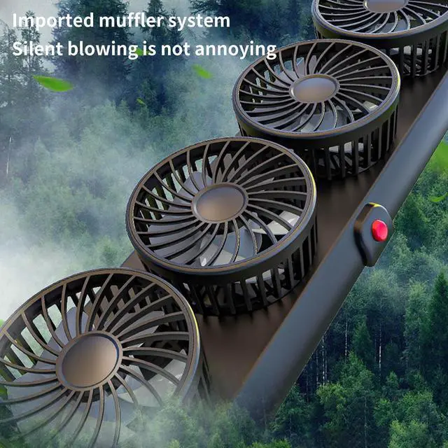 Alt view image 4 of 7 - Powerful 3 Speed USB Desk Fan 4 Head Small Electric Fan Perfect for Car with Quiet Operations and Safe Design Foldable Car Cooling