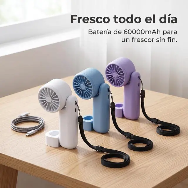 Alt view image 4 of 7 - Portable Handheld Fan, USB-C Rechargeable Mini Cooling Fan for Travel
