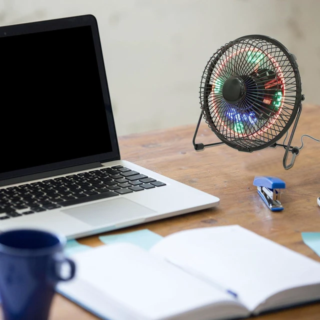 Alt view image 6 of 7 - Uonlytech Portable USB Mini Fan with LED Temperature Display, Brushless Motor, Metal Body, Quiet Operation