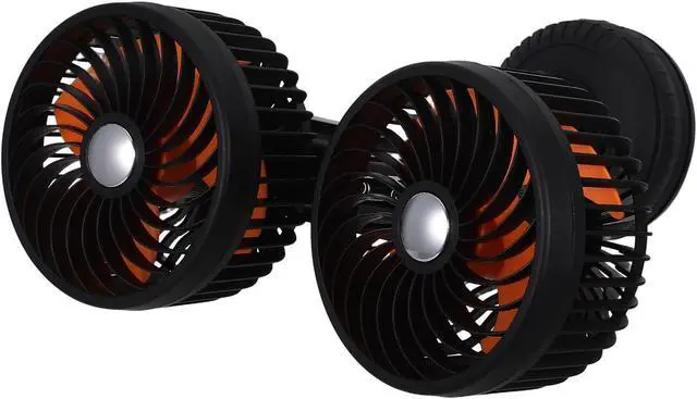 Main image of jojofuny Compact Dual Head USB Powered Car Fan with 3-speed Adjustable and 360° Rotation for Vehicle