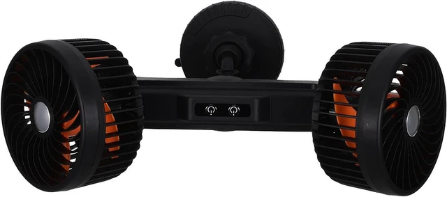 Main image of Toddmomy Dual Head Suction Cup Car Fan with 4000mah Battery, 3-speed Adjustable and 360° Rotation for Golf