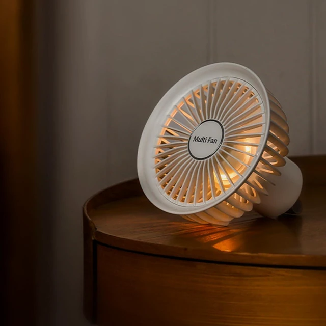 Alt view image 3 of 4 - 3-Speed Hanging Fan Multi-function Night Light Small Fan USB Charging Camping with LED Lamp Adjustable 5.7 ' ' Outdoor Hanging