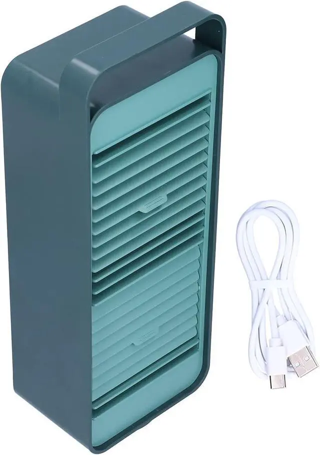 Alt view image 5 of 7 - Double Head USB Fan, 4800mAh Battery Operated Circulating Fan with 3 Speeds, Quiet Desktop for Home Office Dormitory (Green)