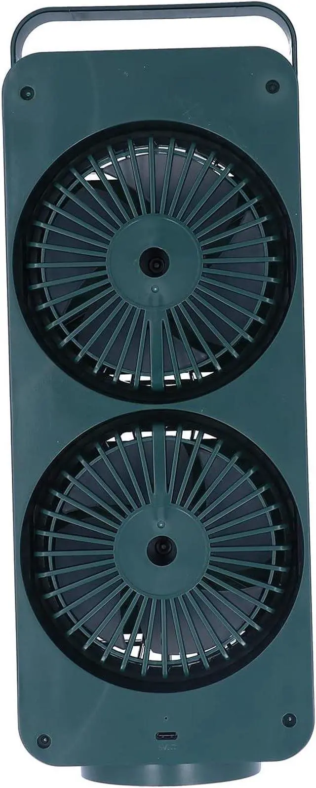 Alt view image 3 of 7 - Double Head USB Fan, 4800mAh Battery Operated Circulating Fan with 3 Speeds, Quiet Desktop for Home Office Dormitory (Green)