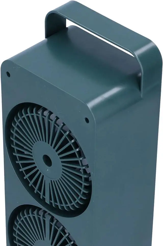 Alt view image 4 of 7 - Double Head USB Fan, 4800mAh Battery Operated Circulating Fan with 3 Speeds, Quiet Desktop for Home Office Dormitory (Green)