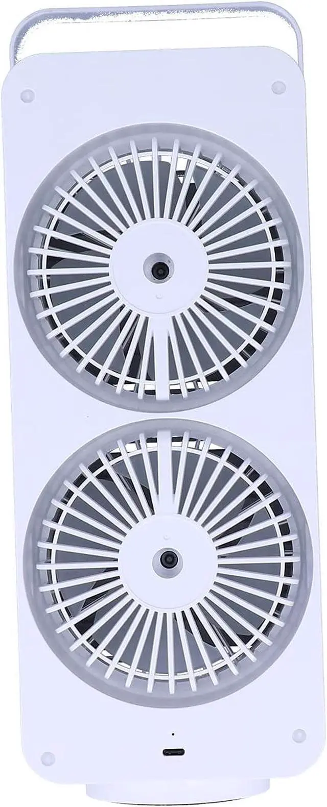 Alt view image 5 of 7 - Double Head USB Fan, 4800mAh Battery Operated Circulating Fan with 3 Speeds, Quiet Desktop for Home Office Dormitory (White)