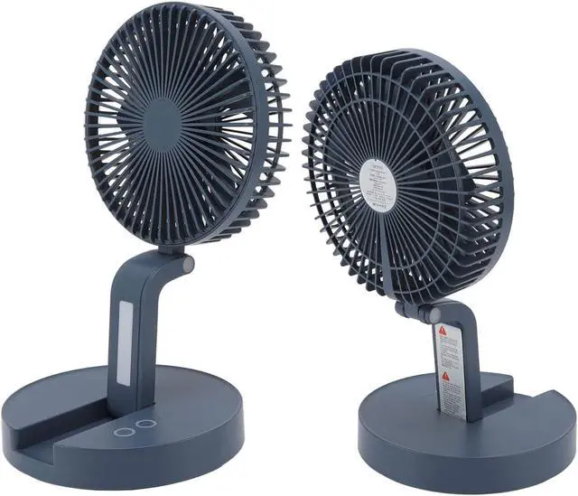 Alt view image 3 of 7 - Desktop Folding Fan, USB Rechargeable Oscillating Fan with 3 Speeds Punch Free for Home Office (Blue)