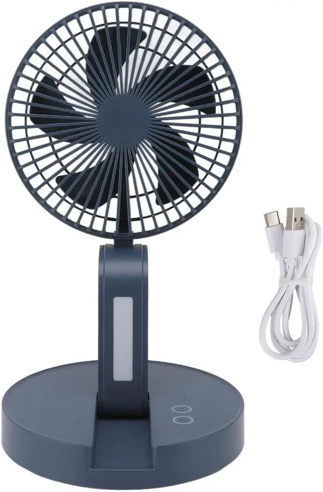 Alt view image 6 of 7 - Desktop Folding Fan, USB Rechargeable Oscillating Fan with 3 Speeds Punch Free for Home Office (Blue)