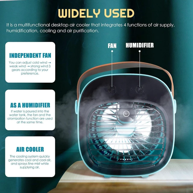Alt view image 7 of 7 - VALICLUD Portable USB Desk Fan with 4000mah Battery, Abs Material, Three-speed Cooling for Office and Home