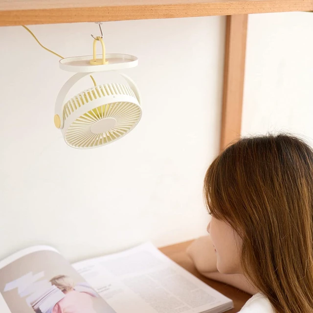 Alt view image 2 of 7 - USB Desk Fan, Ceiling Fan, 3 Speeds Hanging with Hooks, USB, Camping, Canopy, Gazebo, Gifts for Boys and Girls, Desk