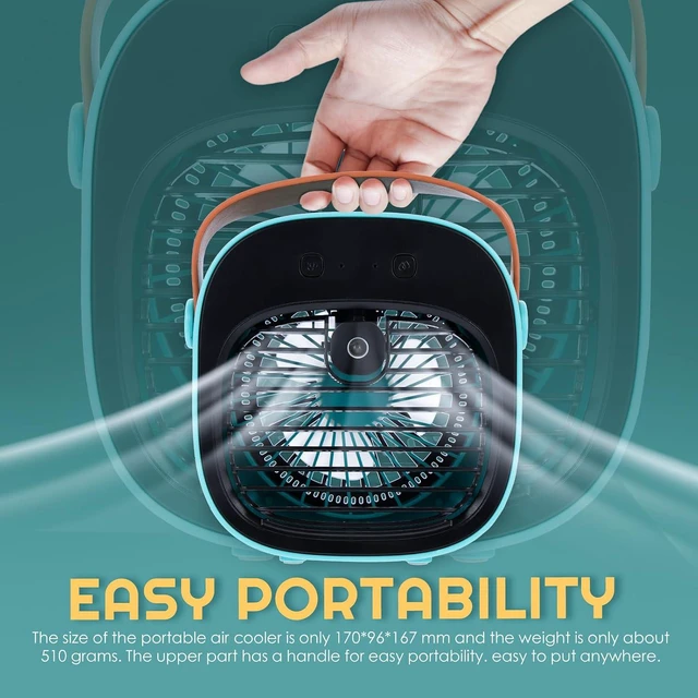 Alt view image 5 of 7 - BESTYASH Rechargeable Portable Desktop Air Cooler Fan with 4000mah Battery and Three Wind Speeds for Home