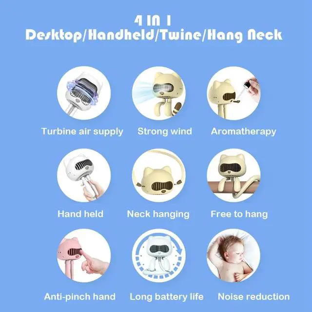 Alt view image 3 of 7 - Mini Portable Stroller Fan USB Rechargeable 4000MAh Personal Handheld Clip on Aromatherapy Fan Office-Pink,Handheld Fans