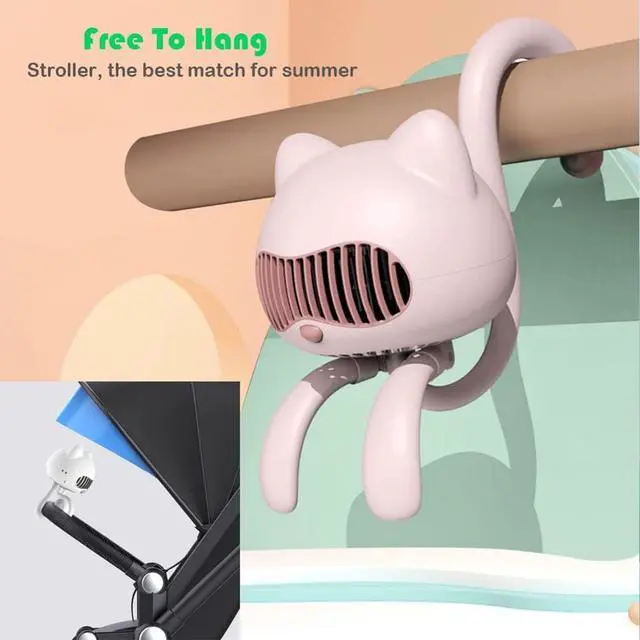 Alt view image 7 of 7 - Mini Portable Stroller Fan USB Rechargeable 4000MAh Personal Handheld Clip on Aromatherapy Fan Office-Pink,Handheld Fans