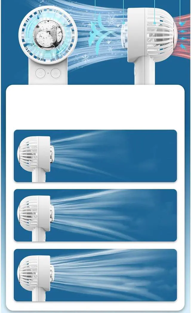 Alt view image 4 of 7 - Handheld Fan Portable USB Rechargeable Cooling Fan Semiconductor Refrigeration 4000mAh Battery Hand for Outdoor Semiconductor Cooling
