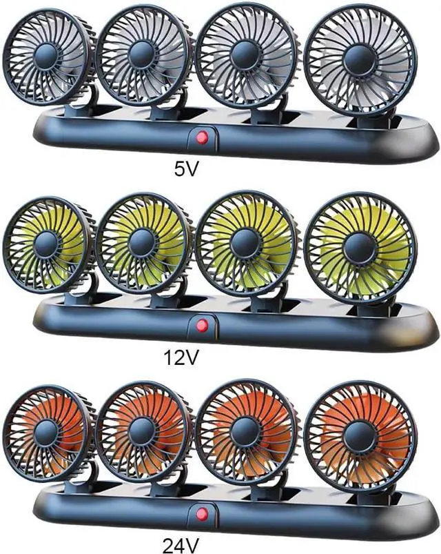 Alt view image 6 of 6 - Car Fan for Chevrolet Cruze Malibu Impala, Adjustable Air Circulator for Backseat, Targeted Airflow for Babies & Pets, Fast Heat Dissipation, Quiet Cooling & Dehumidification,Orange 24V