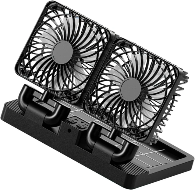 Alt view image 6 of 7 - Car Exhaust Fan USB Rechargeable/Solar Air Circulation Cooling and Heat Dissipation Cooling Ventilation Fan Solar Car Ventilation