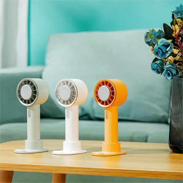 Alt view image 5 of 6 - Cooling Fan For Home Office Travel Handheld Cooling Fan Mute Refrigeration Turbine 2200mAh 3 Speed Adjustment(Orange)
