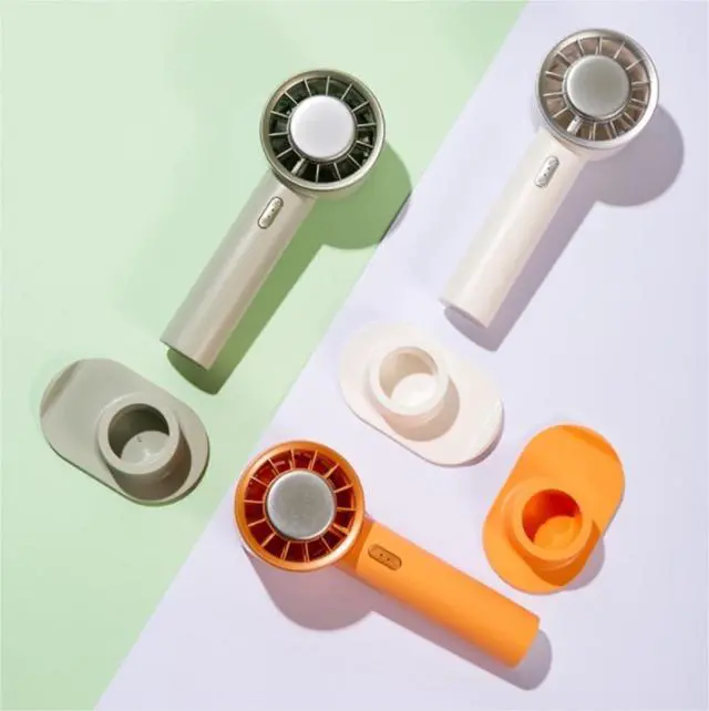 Alt view image 6 of 6 - Cooling Fan For Home Office Travel Handheld Cooling Fan Mute Refrigeration Turbine 2200mAh 3 Speed Adjustment(Orange)