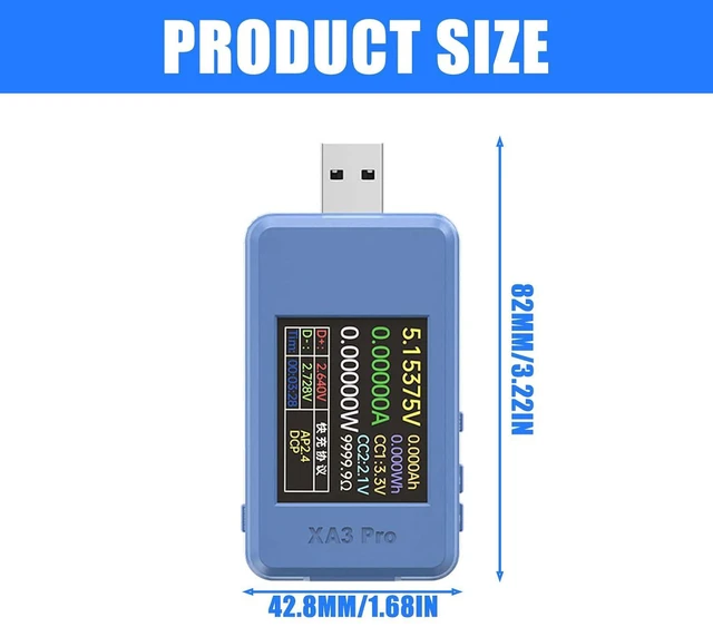 Alt view image 3 of 7 - Precisions 1.77" LCD USB Power Meter, Type C Power Meter for Voltage, Current, Wattage Measurement