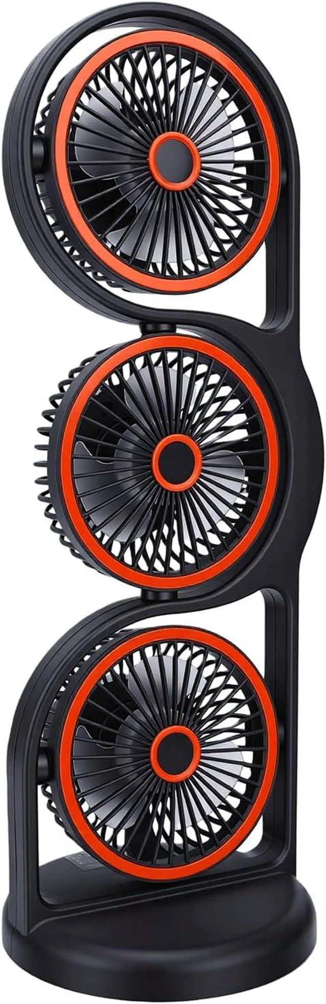 Alt view image 5 of 7 - USB Rechargeable Desk Fan Portable Triple Head Fan with (Grey)
