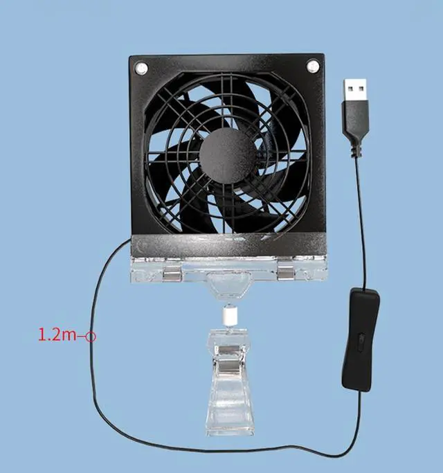 Alt view image 3 of 7 - Portable Fan, 8cm Adjustable Clip Switches Control and Mesh for Fish Tanks Electronics Angled USB(D)