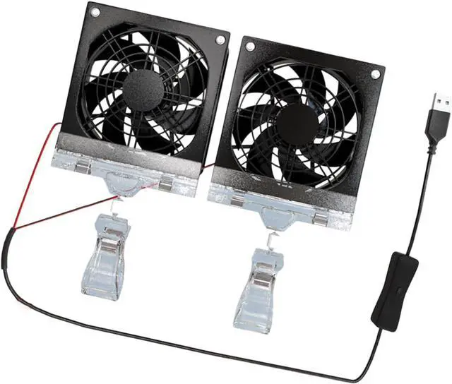 Alt view image 5 of 7 - Portable Fan, 8cm Adjustable Clip Switches Control and Mesh for Fish Tanks Electronics Angled USB(D)