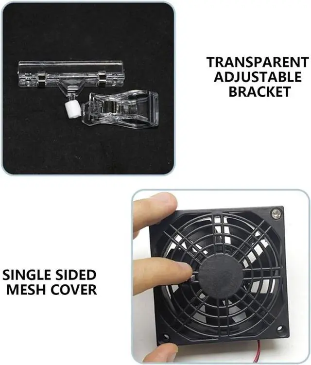 Alt view image 7 of 7 - Portable Fan, 8cm Adjustable Clip Switches Control and Mesh for Fish Tanks Electronics Angled USB(D)