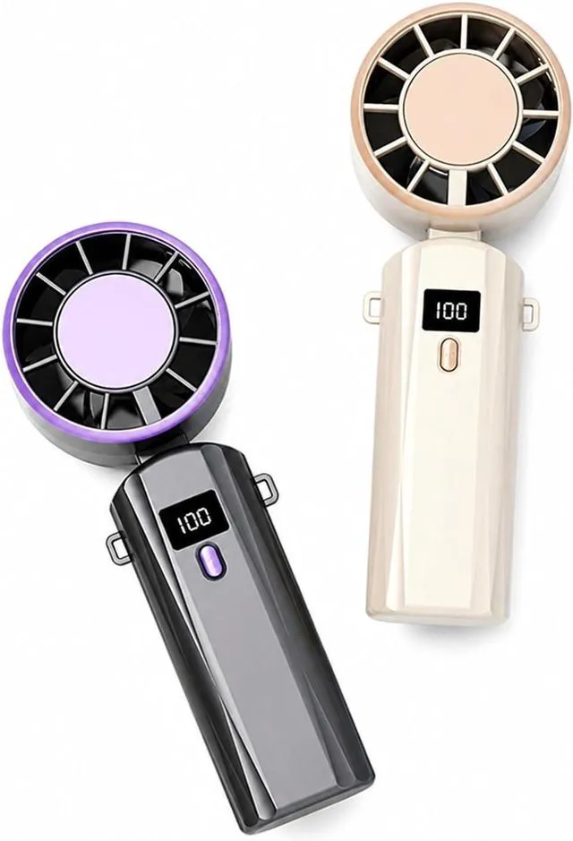 Main image of Handheld Fan, Portable Handheld Desk Fan USB Rechargeable,for Travel, Office(Purple white 2pcs)