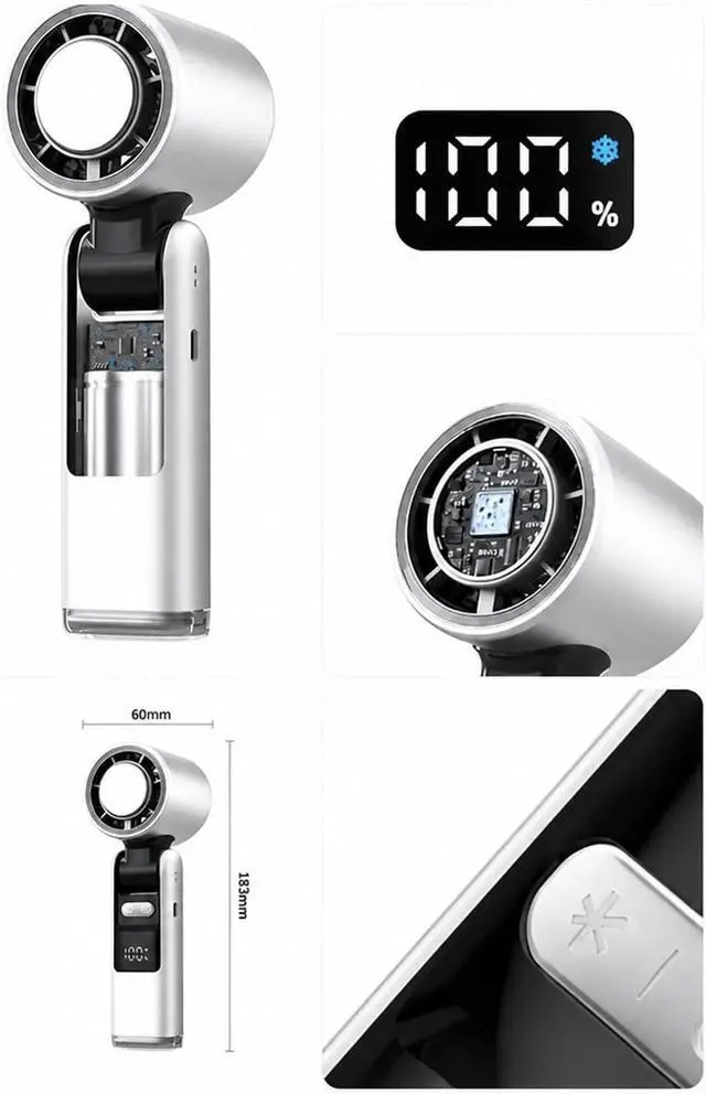 Alt view image 7 of 7 - Handheld Fan, Outdoor Portable Handheld Fan Mini Rechargeable,for Travel, Office(White)