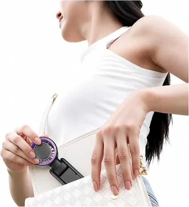 Alt view image 3 of 3 - Handheld Fan, Outdoor Portable Handheld Fan Mini Rechargeable,for Outdoors/Travel/Camping(Pink)