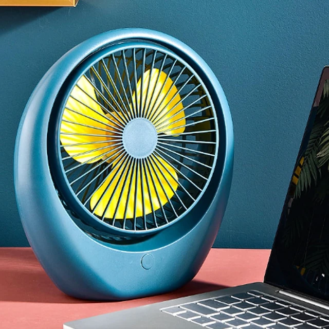 Alt view image 4 of 7 - Portable Fan, USB, Desk, Low Noise, 3Speeds Desktop with Powered Strong Wind Cooling(Yellow White Shell)