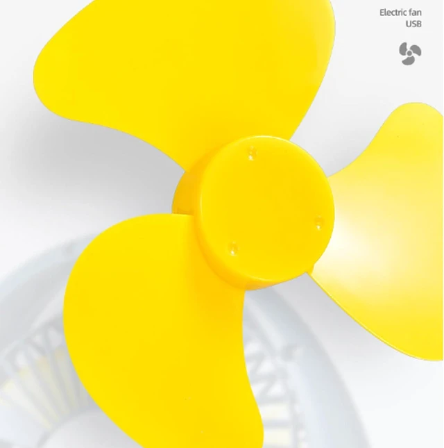Alt view image 6 of 7 - Portable Fan, USB, Desk, Low Noise, 3Speeds Desktop with Powered Strong Wind Cooling(Yellow White Shell)