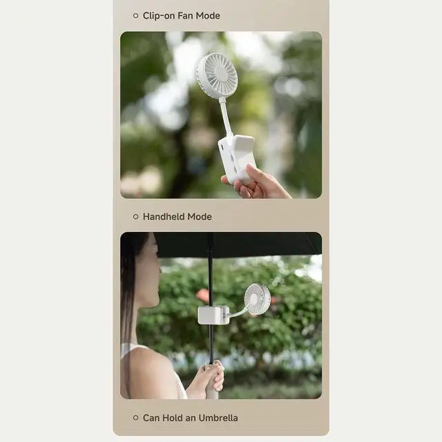 Alt view image 3 of 5 - Portable Fan, Miniature USB with Adjustable Clamp and Long 1200mAh Battery for Travel Study Work Clip(Ice Green)