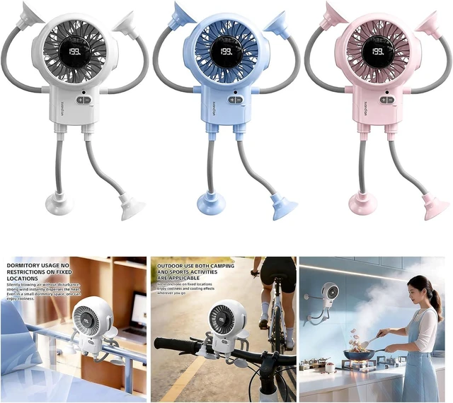 Alt view image 2 of 7 - Portable Fan, Robot, 3000mAh, 199 Speeds Adjustable, Flexible Suction Base, Portable Cooling for Home Clip(A)