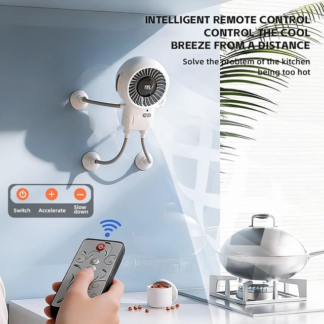 Alt view image 3 of 7 - Portable Fan, Robot, 3000mAh, 199 Speeds Adjustable, Flexible Suction Base, Portable Cooling for Home Clip(A)