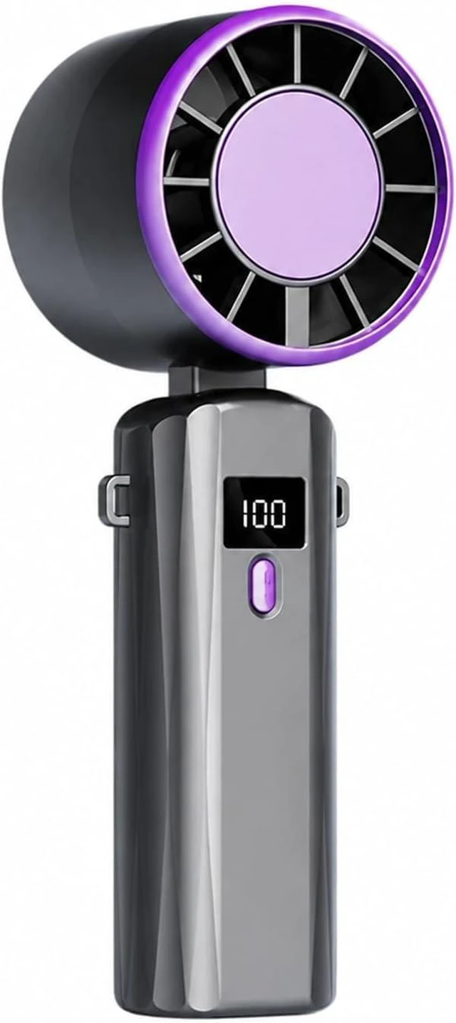 Alt view image 3 of 3 - Handheld Fan, Portable Handheld Desk Fan USB Rechargeable,for Travel, Office(Purple white 2pcs)