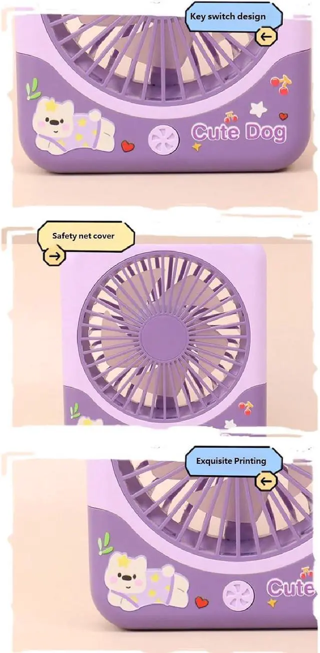 Alt view image 3 of 7 - Portable Fan, 3 Adjustable Airflows Speeds Cartoon for Small Space for Dorm Room and Offices(Green)