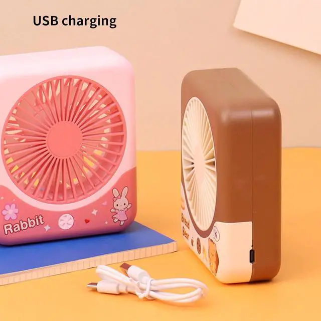 Alt view image 4 of 7 - Portable Fan, 3 Adjustable Airflows Speeds Cartoon for Small Space for Dorm Room and Offices(Green)