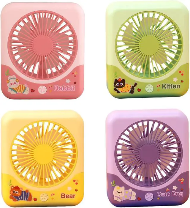 Alt view image 5 of 7 - Portable Fan, 3 Adjustable Airflows Speeds Cartoon for Small Space for Dorm Room and Offices(Green)
