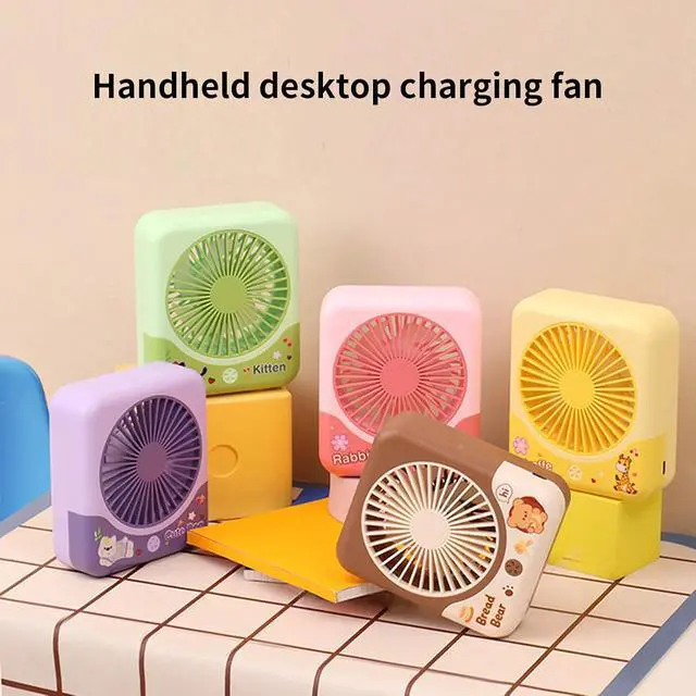 Alt view image 6 of 7 - Portable Fan, 3 Adjustable Airflows Speeds Cartoon for Small Space for Dorm Room and Offices(Green)