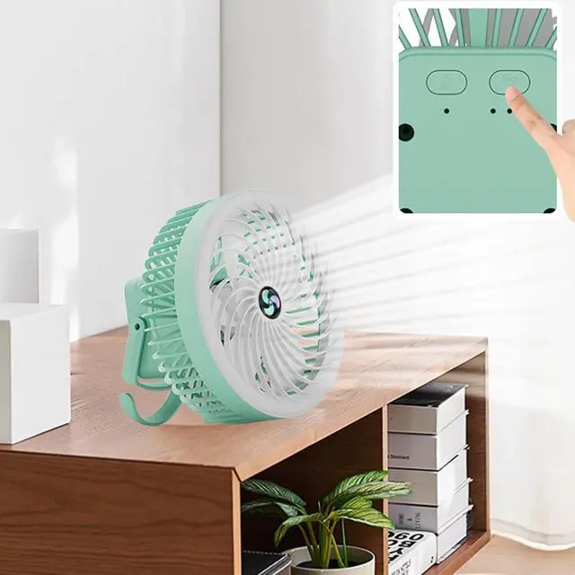Alt view image 5 of 7 - Portable Fan, 3 Speed Adjustable Strong Wind Ultra-Quiet with LED Light for Home Desk(B)