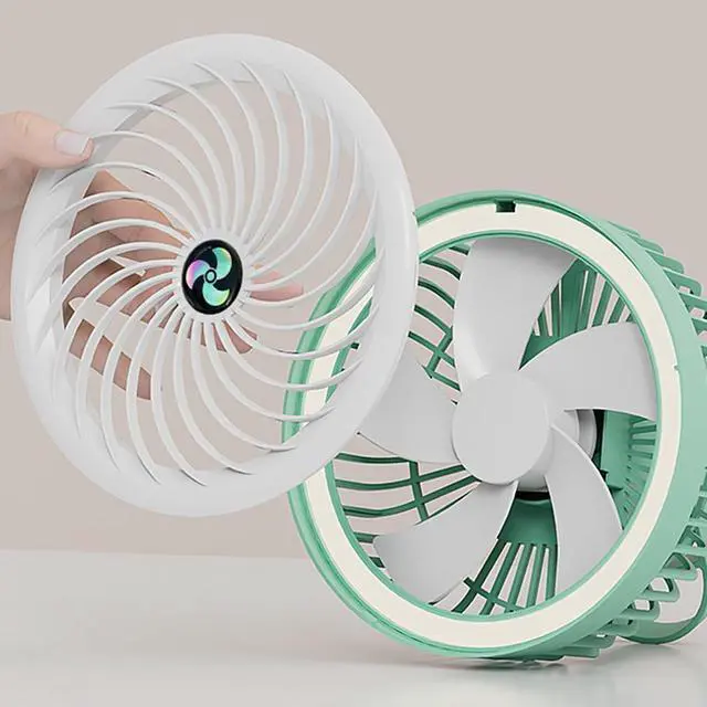 Alt view image 3 of 7 - Portable Fan, 3 Speed Adjustable Strong Wind Ultra-Quiet with LED Light for Home Desk(B)