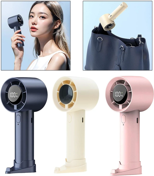 Alt view image 2 of 7 - Portable Fan, Adjustable Speed 1200mAh Battery Cooling Device with LED Digital Display Handheld(Khaki)