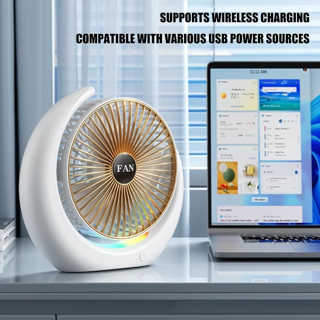 Alt view image 4 of 7 - Portable Fan, with Light Small Air Circulation Bedroom Offices Cooling Texture Suitable for or Outdoor(Black,Plug in Model)