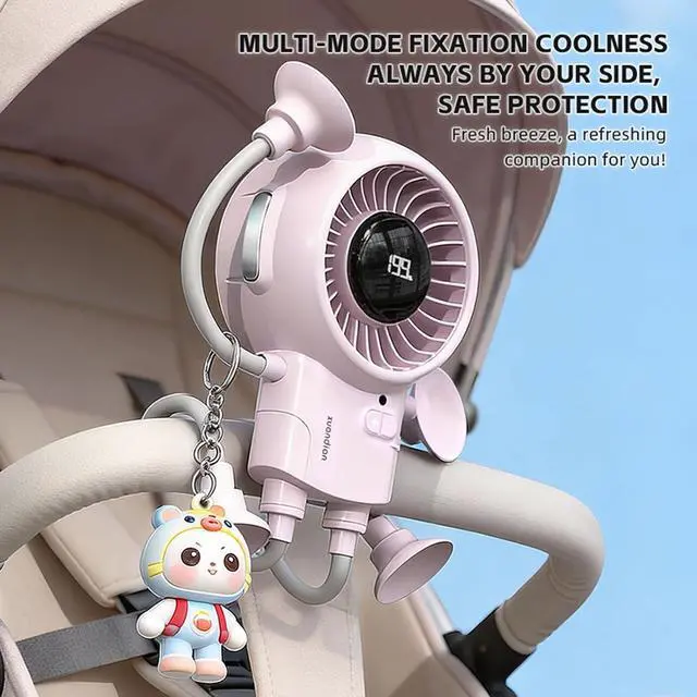 Alt view image 5 of 7 - Portable Fan, Robot, 3000mAh, 199 Speeds Adjustable, Flexible Suction Base, Portable Cooling for Home Clip(White)