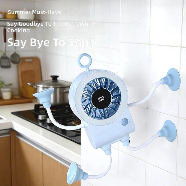 Alt view image 4 of 7 - Portable Fan, 5 Speed Powerful Cooling Tool for Home Gym Offices Use with Suction Cup(B)