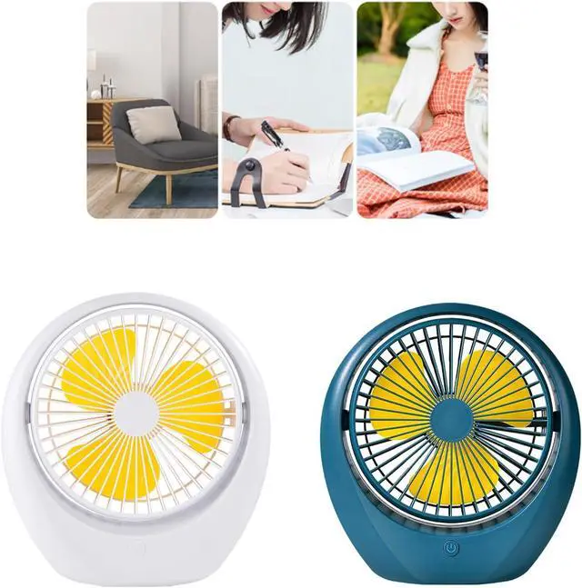 Alt view image 2 of 7 - Portable Fan, USB, Desk, Low Noise, 3Speeds Desktop with Powered Strong Wind Cooling(Blue White Shell)