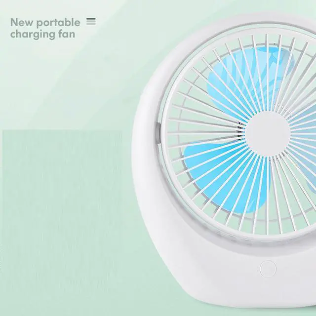 Alt view image 5 of 7 - Portable Fan, USB, Desk, Low Noise, 3Speeds Desktop with Powered Strong Wind Cooling(Blue White Shell)