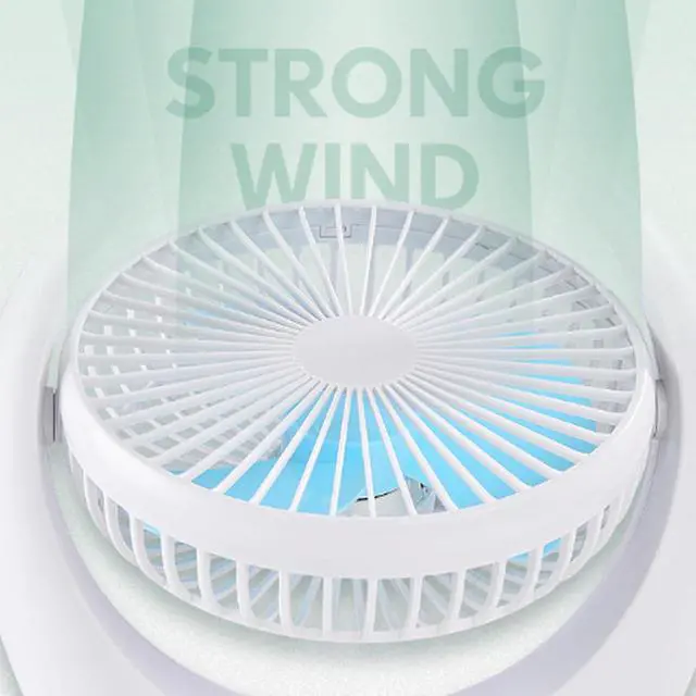 Alt view image 6 of 7 - Portable Fan, USB, Desk, Low Noise, 3Speeds Desktop with Powered Strong Wind Cooling(Blue White Shell)